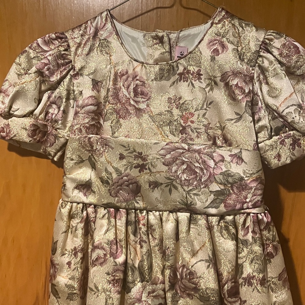 Girls dressy dress-metallic look